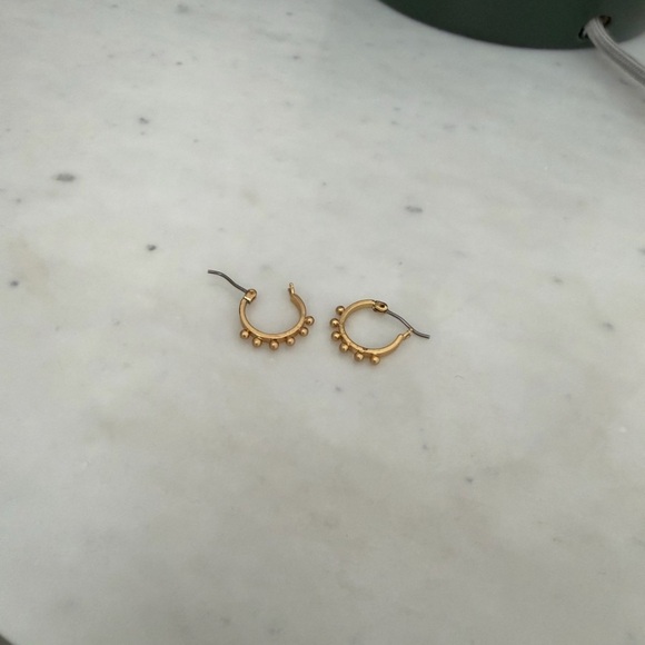 Madewell Jewelry - Madewell Gold Beaded Mini Hoop Earrings